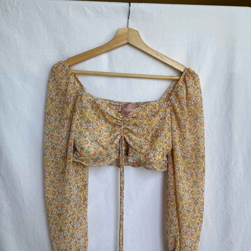 Show Me Your MuMu Rivington Crop Top Paisley Long Sleeve Small Pre-Owned